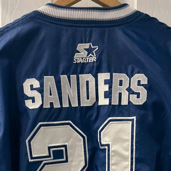 Vintage 90s Deion Sanders STARTER Classic Dallas Cowboys Pullover Jacket - Large - Picture 7 of 9